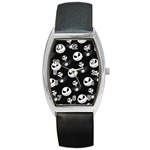 Jack Print, White, Before, Plain, Black, Simple, Christmas Barrel Style Metal Watch