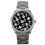 Jack Print, White, Before, Plain, Black, Simple, Christmas Sport Metal Watch