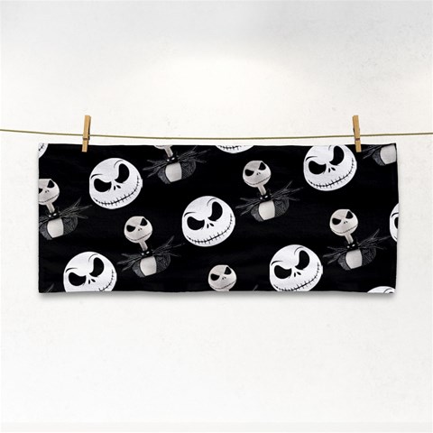 Jack Print, White, Before, Plain, Black, Simple, Christmas Hand Towel from ArtsNow.com Front