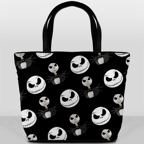 Jack Print, White, Before, Plain, Black, Simple, Christmas Bucket Bag from ArtsNow.com Front