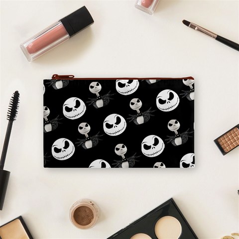 Jack Print, White, Before, Plain, Black, Simple, Christmas Cosmetic Bag (Small) from ArtsNow.com Front