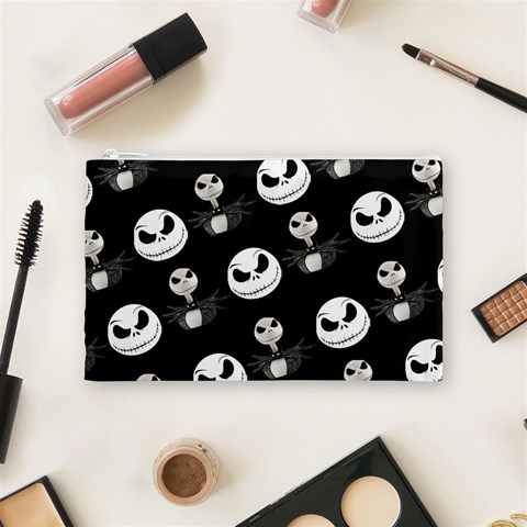 Jack Print, White, Before, Plain, Black, Simple, Christmas Cosmetic Bag (Medium) from ArtsNow.com Front