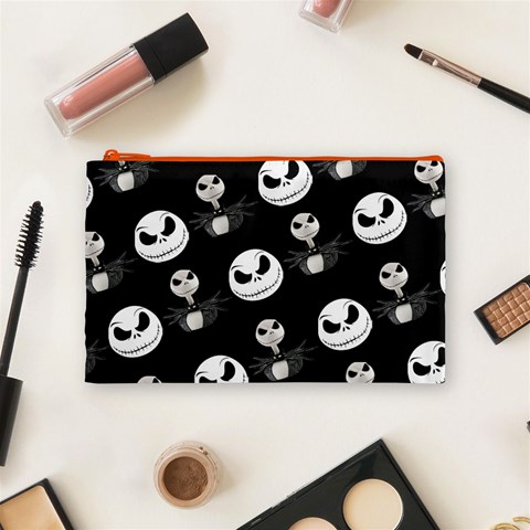 Jack Print, White, Before, Plain, Black, Simple, Christmas Cosmetic Bag (Medium) from ArtsNow.com Front