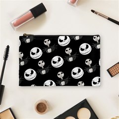 Jack Print, White, Before, Plain, Black, Simple, Christmas Cosmetic Bag (Medium) from ArtsNow.com Front