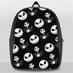 Jack Print, White, Before, Plain, Black, Simple, Christmas School Bag (Large)