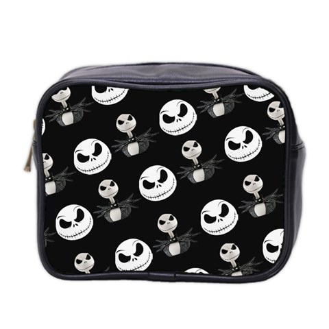 Jack Print, White, Before, Plain, Black, Simple, Christmas Mini Toiletries Bag (Two Sides) from ArtsNow.com Front