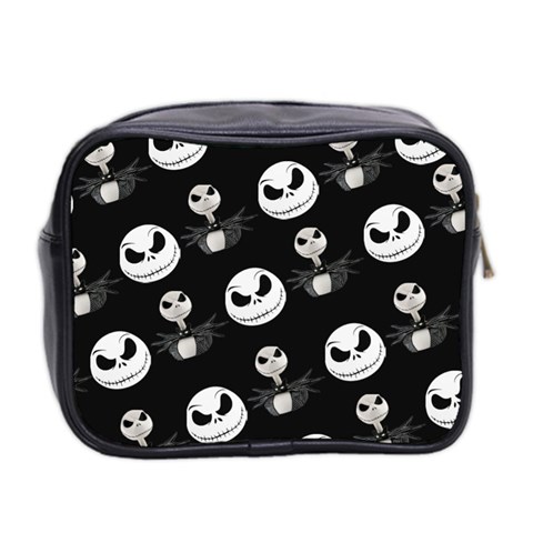 Jack Print, White, Before, Plain, Black, Simple, Christmas Mini Toiletries Bag (Two Sides) from ArtsNow.com Back