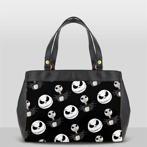 Jack Print, White, Before, Plain, Black, Simple, Christmas Oversize Office Handbag (2 Sides) from ArtsNow.com Front