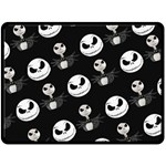 Jack Print, White, Before, Plain, Black, Simple, Christmas Fleece Blanket (Large)