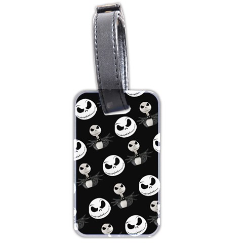 Jack Print, White, Before, Plain, Black, Simple, Christmas Luggage Tag (two sides) from ArtsNow.com Front