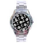 Jack Print, White, Before, Plain, Black, Simple, Christmas Stainless Steel Analogue Watch