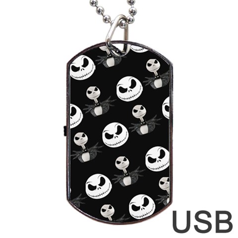 Jack Print, White, Before, Plain, Black, Simple, Christmas Dog Tag USB Flash (One Side) from ArtsNow.com Front