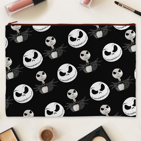 Jack Print, White, Before, Plain, Black, Simple, Christmas Cosmetic Bag (XXXL) from ArtsNow.com Front