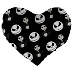 Jack Print, White, Before, Plain, Black, Simple, Christmas Large 19  Premium Heart Shape Cushions