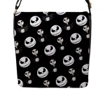 Jack Print, White, Before, Plain, Black, Simple, Christmas Flap Closure Messenger Bag (L)