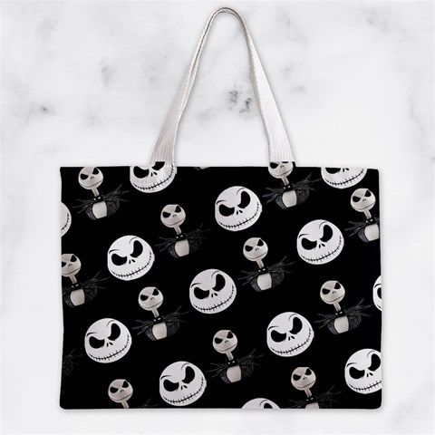 Jack Print, White, Before, Plain, Black, Simple, Christmas Zipper Mini Tote Bag from ArtsNow.com Front