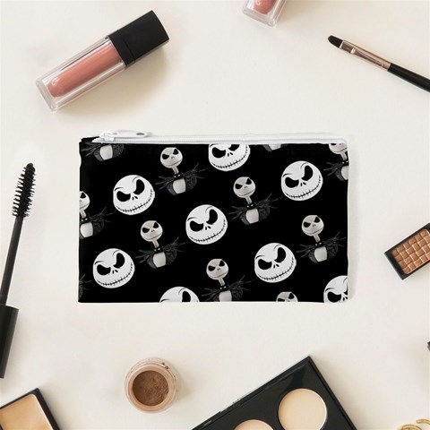 Jack Print, White, Before, Plain, Black, Simple, Christmas Cosmetic Bag (XS) from ArtsNow.com Front