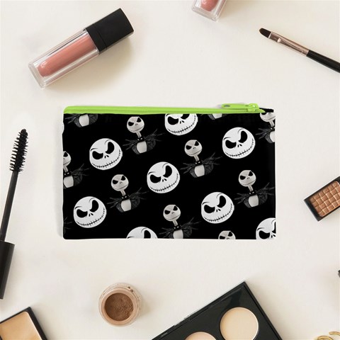 Jack Print, White, Before, Plain, Black, Simple, Christmas Cosmetic Bag (XS) from ArtsNow.com Back