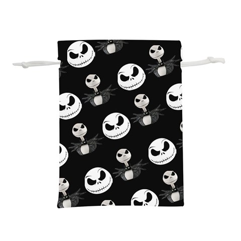 Jack Print, White, Before, Plain, Black, Simple, Christmas Lightweight Drawstring Pouch (S) from ArtsNow.com Back