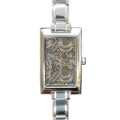 Brown Vintage Background Vintage Floral Pattern, Brown Rectangle Italian Charm Watch from ArtsNow.com Front