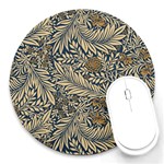 Brown Vintage Background Vintage Floral Pattern, Brown Round Mousepad