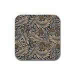 Brown Vintage Background Vintage Floral Pattern, Brown Rubber Square Coaster (4 pack)