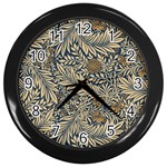 Brown Vintage Background Vintage Floral Pattern, Brown Wall Clock (Black)