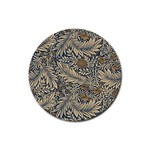 Brown Vintage Background Vintage Floral Pattern, Brown Rubber Coaster (Round)