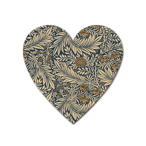 Brown Vintage Background Vintage Floral Pattern, Brown Heart Magnet from ArtsNow.com Front