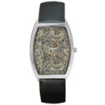 Brown Vintage Background Vintage Floral Pattern, Brown Barrel Style Metal Watch