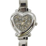 Brown Vintage Background Vintage Floral Pattern, Brown Heart Italian Charm Watch