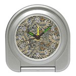 Brown Vintage Background Vintage Floral Pattern, Brown Travel Alarm Clock