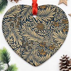 Brown Vintage Background Vintage Floral Pattern, Brown Heart Ornament (Two Sides) from ArtsNow.com Front