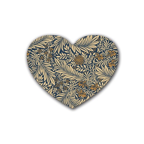 Brown Vintage Background Vintage Floral Pattern, Brown Rubber Coaster (Heart) from ArtsNow.com Front