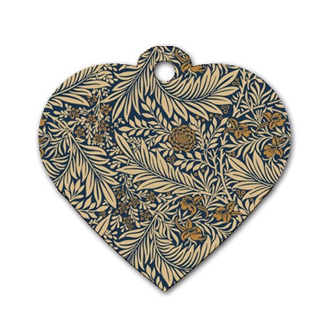 Brown Vintage Background Vintage Floral Pattern, Brown Dog Tag Heart (One Side) from ArtsNow.com Front