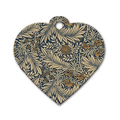 Brown Vintage Background Vintage Floral Pattern, Brown Dog Tag Heart (Two Sides) from ArtsNow.com Front