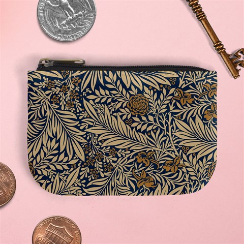 Brown Vintage Background Vintage Floral Pattern, Brown Mini Coin Purse from ArtsNow.com Front