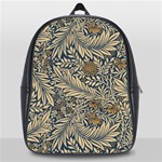 Brown Vintage Background Vintage Floral Pattern, Brown School Bag (Large)