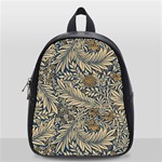 Brown Vintage Background Vintage Floral Pattern, Brown School Bag (Small)