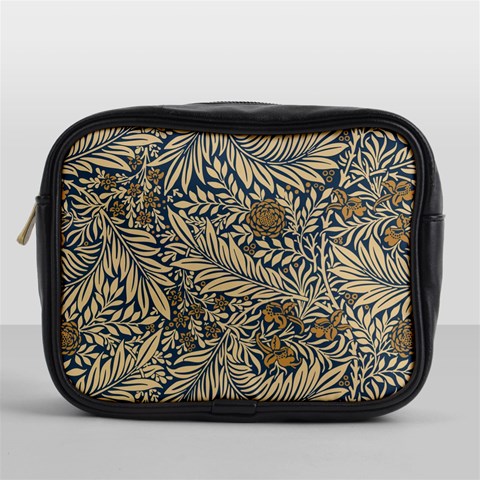 Brown Vintage Background Vintage Floral Pattern, Brown Mini Toiletries Bag (One Side) from ArtsNow.com Front