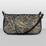 Brown Vintage Background Vintage Floral Pattern, Brown Leather Shoulder Clutch Bag