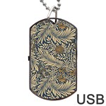 Brown Vintage Background Vintage Floral Pattern, Brown Dog Tag USB Flash (One Side)