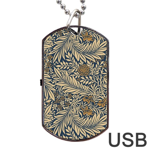 Brown Vintage Background Vintage Floral Pattern, Brown Dog Tag USB Flash (Two Sides) from ArtsNow.com Front