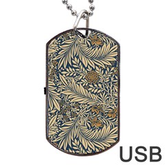 Brown Vintage Background Vintage Floral Pattern, Brown Dog Tag USB Flash (Two Sides) from ArtsNow.com Front