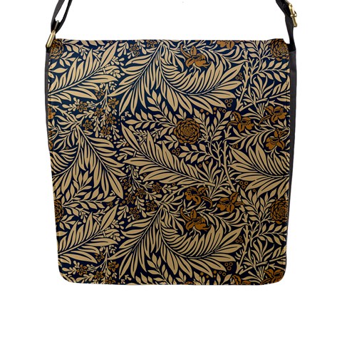 Brown Vintage Background Vintage Floral Pattern, Brown Flap Closure Messenger Bag (L) from ArtsNow.com Front