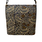 Brown Vintage Background Vintage Floral Pattern, Brown Flap Closure Messenger Bag (L)