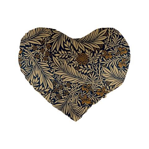 Brown Vintage Background Vintage Floral Pattern, Brown Standard 16  Premium Flano Heart Shape Cushions from ArtsNow.com Front