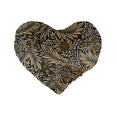 Brown Vintage Background Vintage Floral Pattern, Brown Standard 16  Premium Flano Heart Shape Cushions from ArtsNow.com Front