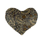 Brown Vintage Background Vintage Floral Pattern, Brown Standard 16  Premium Flano Heart Shape Cushions