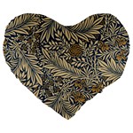 Brown Vintage Background Vintage Floral Pattern, Brown Large 19  Premium Flano Heart Shape Cushions